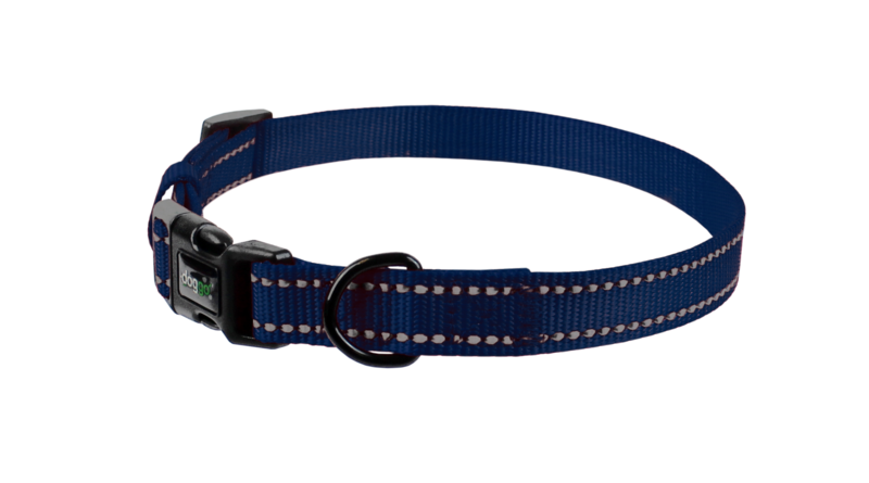 Picture of Pet Adventures DGO CLR BL SM 10 x 14 in. Nylon Collar with Reflective Stitching, Blue - Small