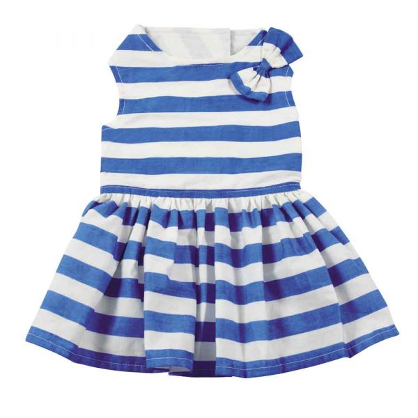 Picture of East Side Collection ZM6901 10 19 Blue Stripe Dress - Extra Small