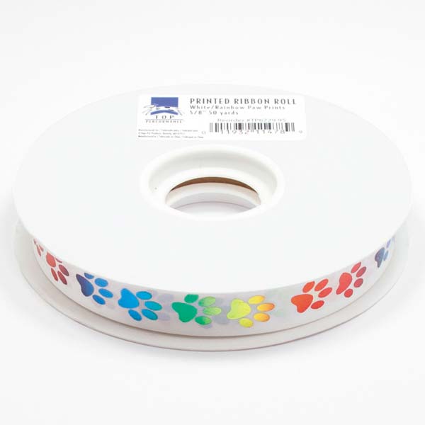 Picture of  Top Performance 50 yards Printed Ribbon Rolls, White & Paws
