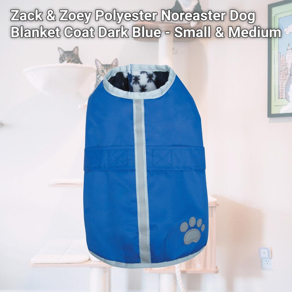 Picture of Zack & Zoey Polyester Noreaster Dog Blanket Coat, Dark Blue - Small & Medium