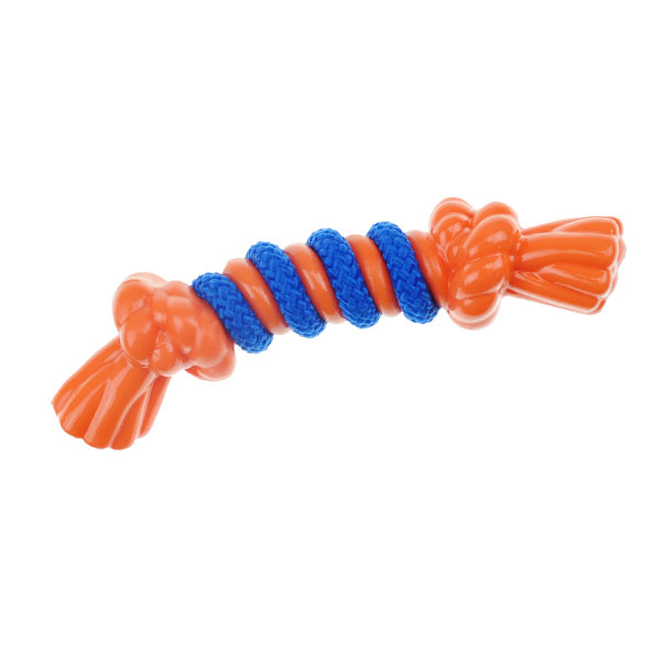 Infinity ZD2068 12 69 TPR & Rope Bone Toy, Orange - Small