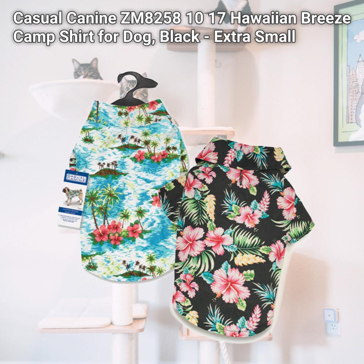 Picture of Casual Canine ZM8258 10 17 Hawaiian Breeze Camp Shirt for Dog&#44; Black - Extra Small