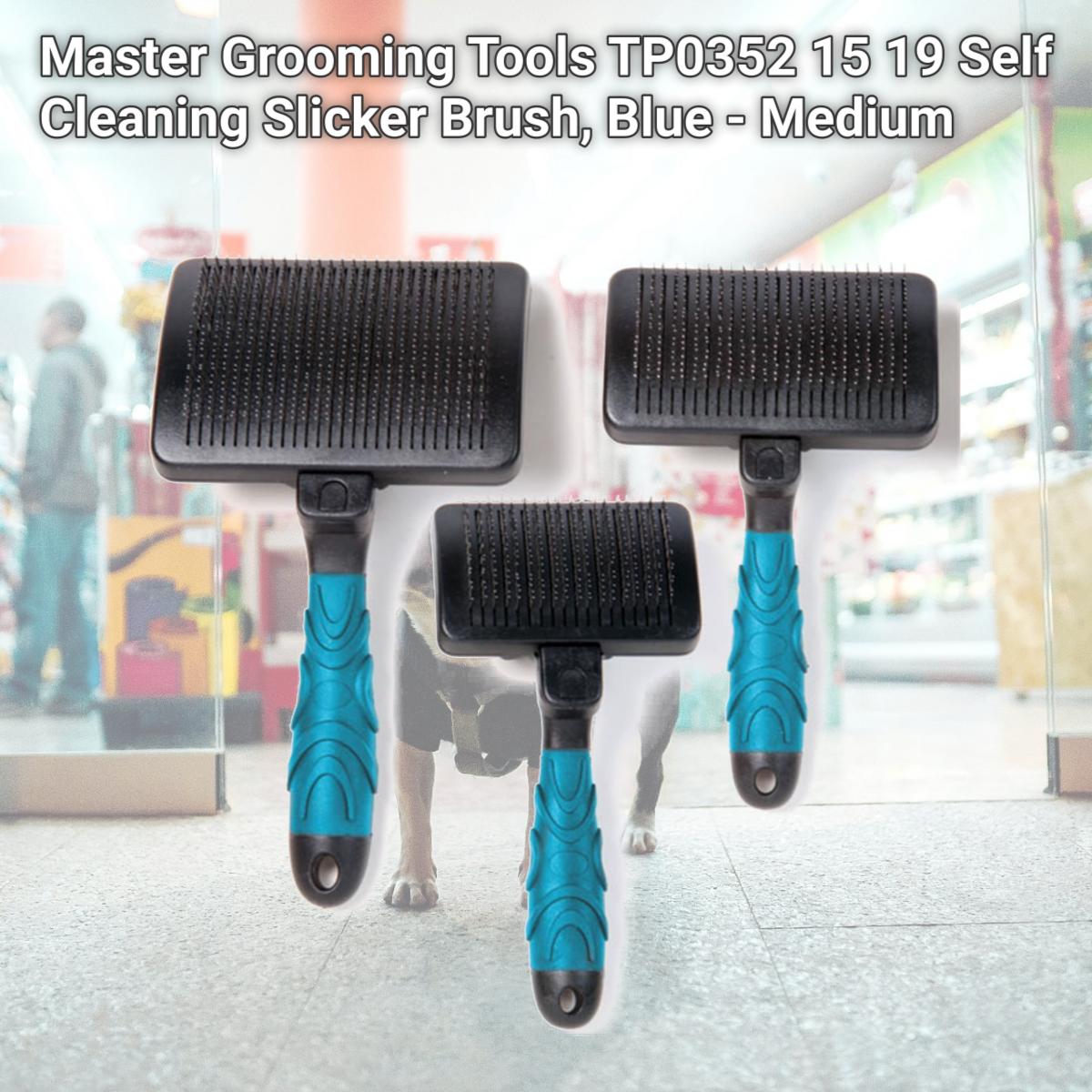 Picture of Master Grooming Tools TP0352 15 19 Self Cleaning Slicker Brush, Blue - Medium