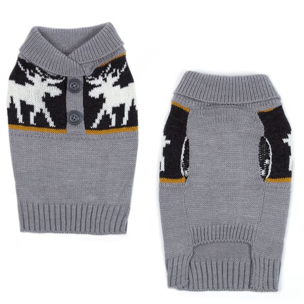 Picture of Casual Canine ZM8621 10 11 Shawl Collar Sweater, Gray - Extra Small
