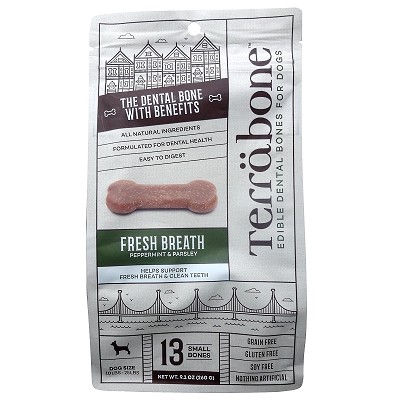 Picture of Complete Natural Nutrition 30200624 Terrabone Fresh Breath Edible Dental Bones for Dogs, Small - 13 Count