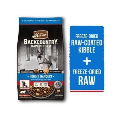 Picture of Merrick 61037067 20 lbs Backcountry Grain Free Freeze Dried Heros Banquet Recipe Dry Dog Food