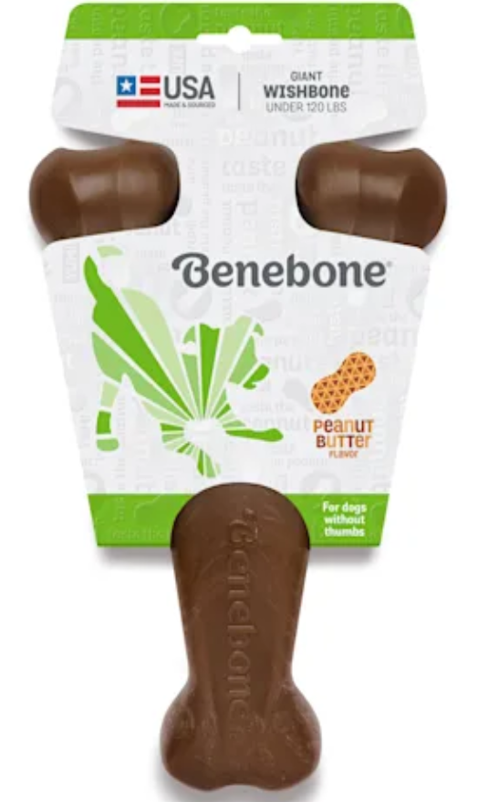 Picture of Benebone 20800496 Peanut Butter Flavored Wishbone Dog Chew Toy&#44; Giant