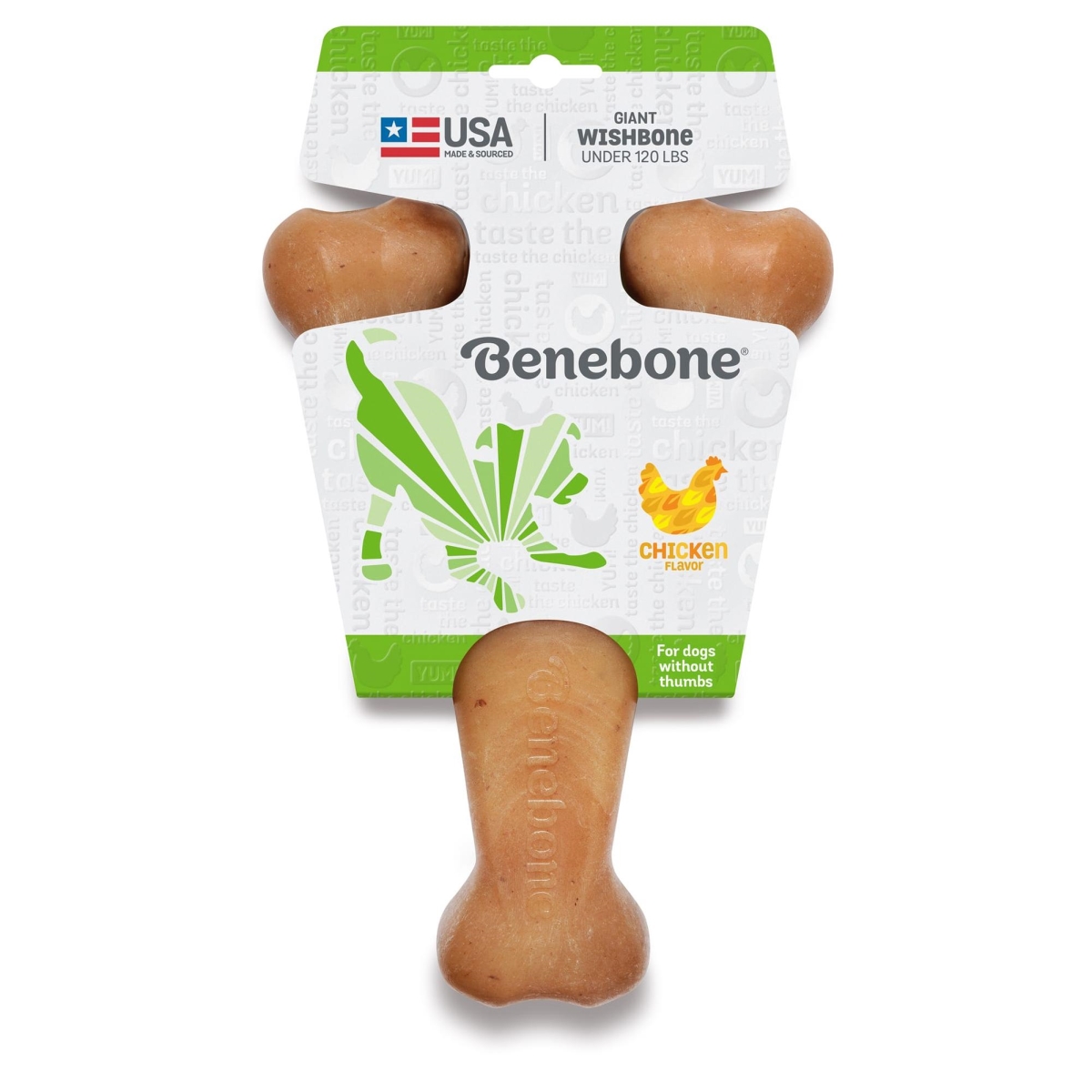 Picture of Benebone 20800497 Chicken Flavored Wishbone Dog Chew Toy&#44; Yellow - Extra Large