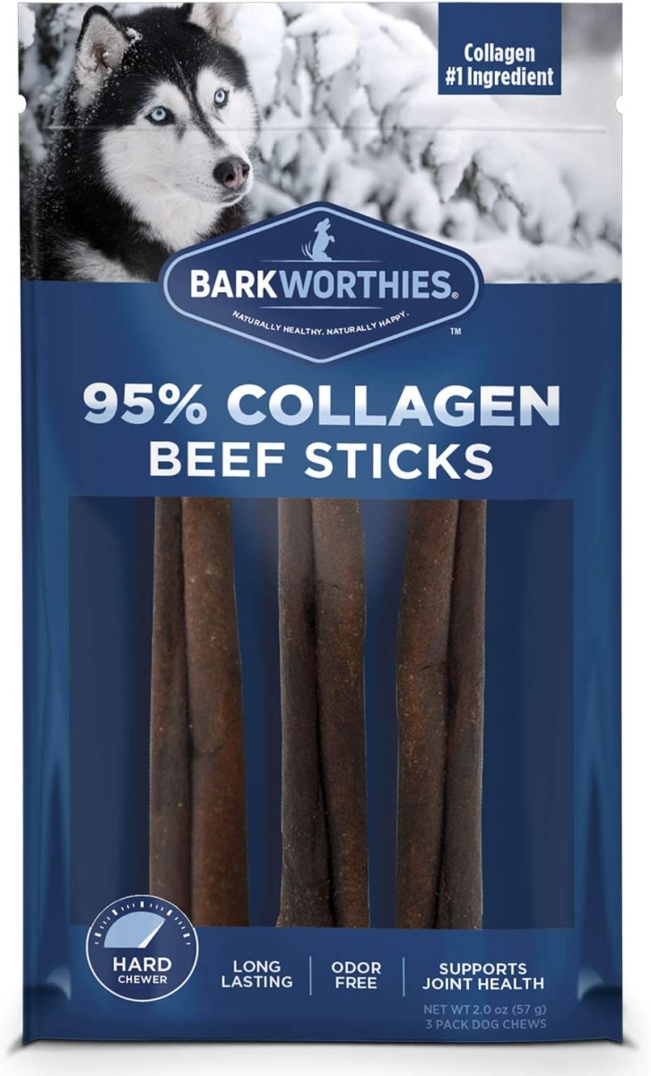 Picture of Barkworthies 20522641 6 in. Collagen Grain Free Beef Stick for Dogs&#44; Pack of 3
