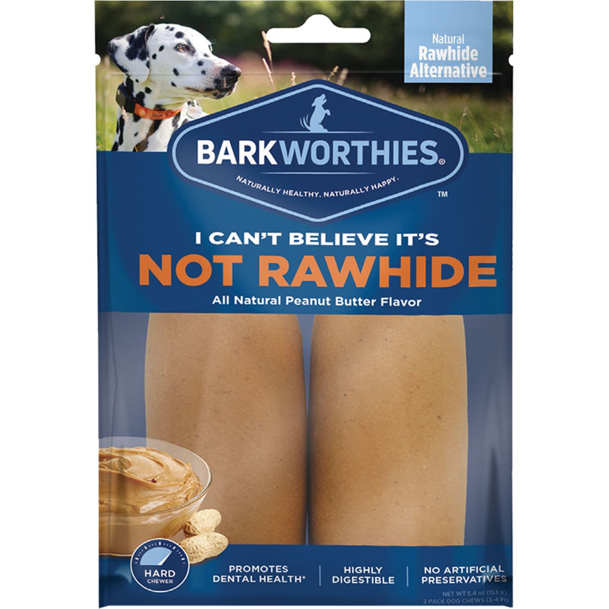 Picture of Barkworthies 20512145 Peanut Butter Not Rawhide Rolls for Dogs&#44; Small - Pack of 2