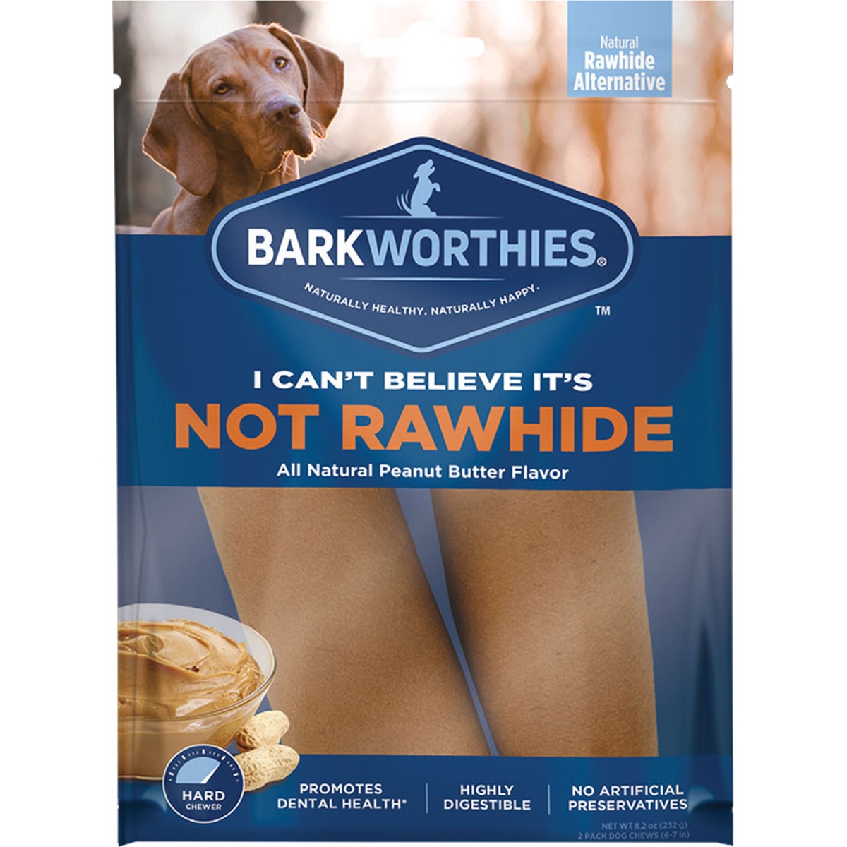 Picture of Barkworthies 20512146 Peanut Butter Not Rawhide Rolls for Dogs&#44; Large - Pack of 2
