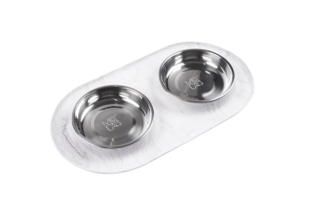 Picture of Messy Mutt 69560688 1.75 Cups Silicone Double Feeder for Cats&#44; Marble