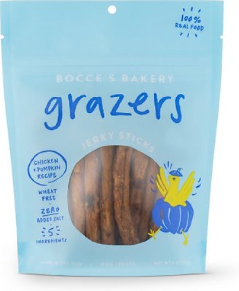 Picture of Bocces Bakery 24562978 4 oz Grazers Chicken & Pumpkin Jerky for Dogs