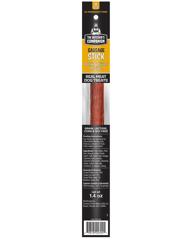 Picture of The Butchers Companion 23400392 25 Piece Pork & Liver Sausage Sticks Treats for Dogs