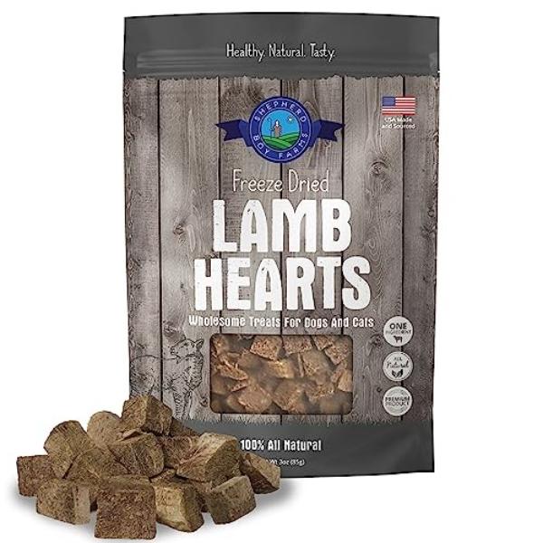 82700205 3 oz Freeze Dried Dog & Cat Treats - Lamb Heart, All Natural Single Ingredient Freeze-Dried