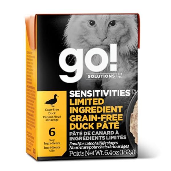 77100539 6.4 oz Go Solutions Sensitivities Limited Ingredient Grain-Free Wet Cat Food - Duck PTE for Sensitive Stomach