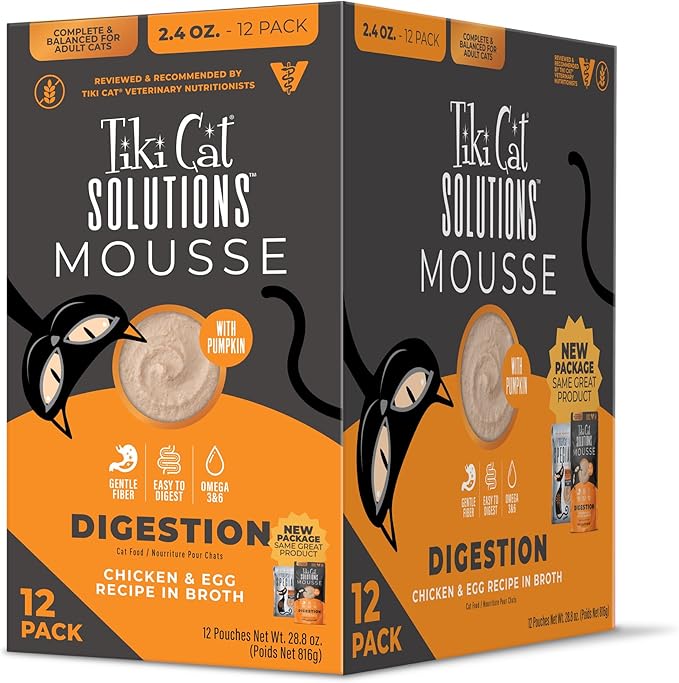 25110107 2.4 oz Solutions Mousse Multipack Wet Cat Food - Digestion, Chicken & Egg