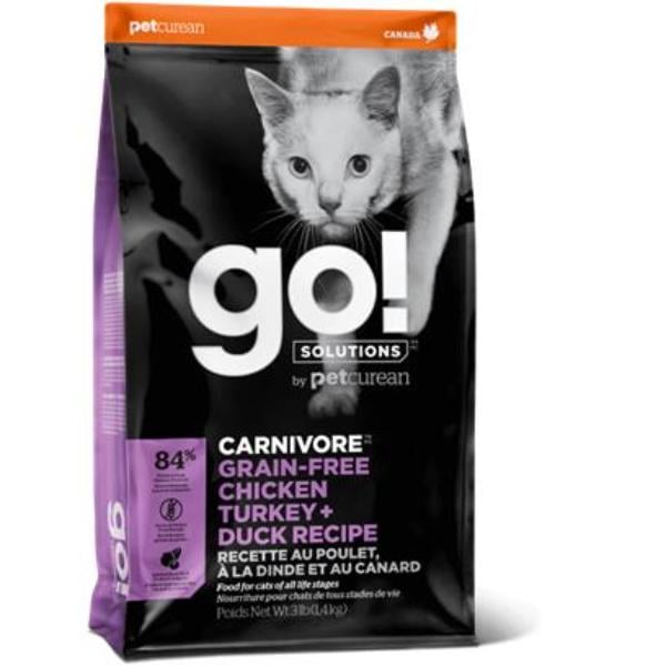 Picture of Petcurean 77100526 Go Solutions Carnivore Grain Free Chicken&#44; Turkey&#44; & Duck Recipe Dry Cat Food - 8 lbs