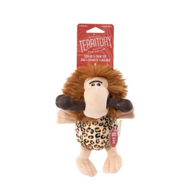 Picture of Territory 88418144 9 in. Chew Bone & Plush Caveman Dog Toy