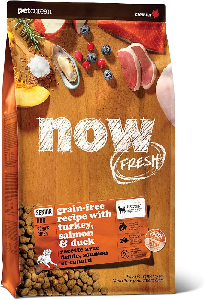 Picture of Petcurean 77100713 Now Fresh Grain-Free Dry Dog Food - Real Meat & Fish&#44; Turkey&#44; Salmon & Duck Senior Recipe - 22 lbs