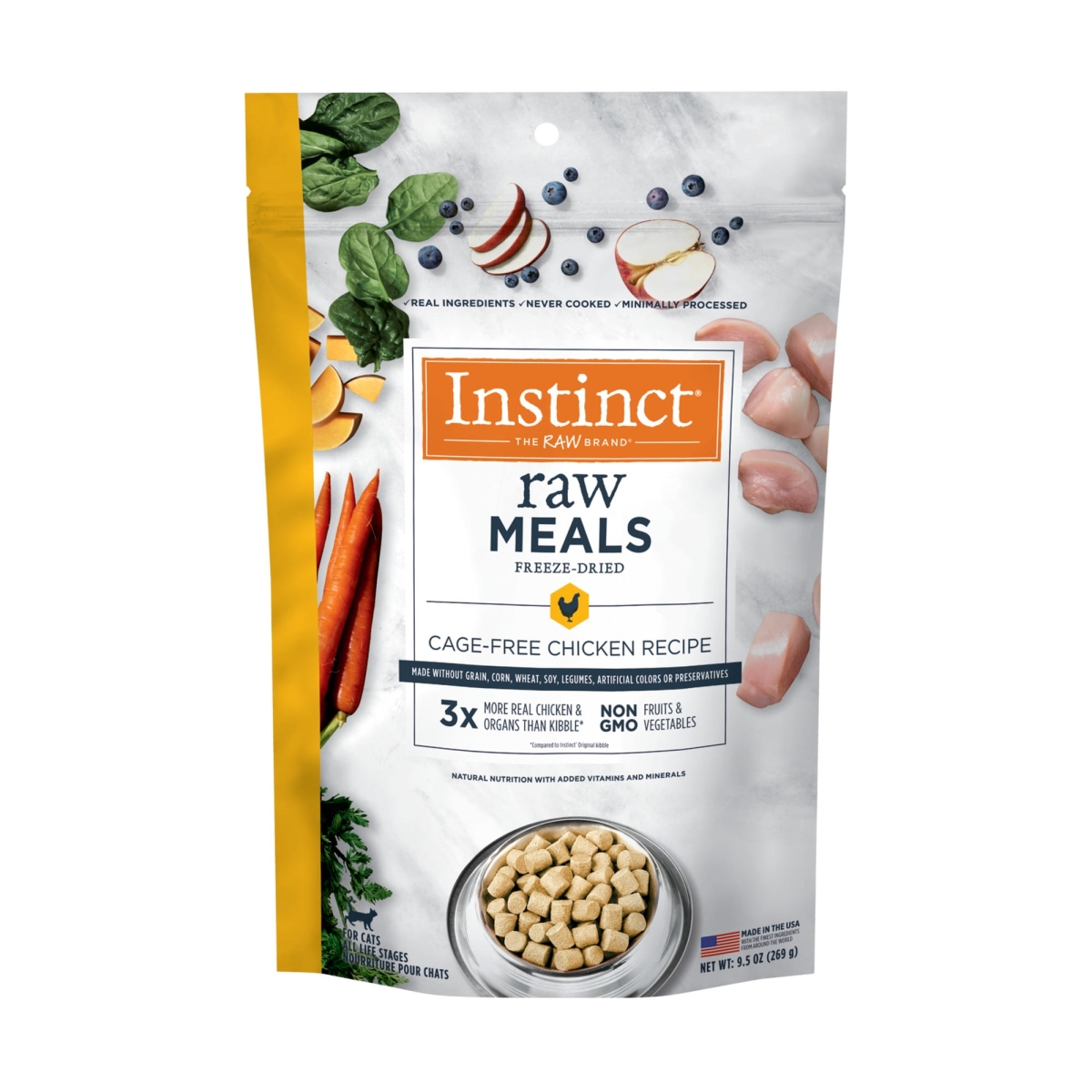 65071407 9.5 oz Freeze Dried Raw Meals Grain & Cage Free Chicken Recipe Cat Food