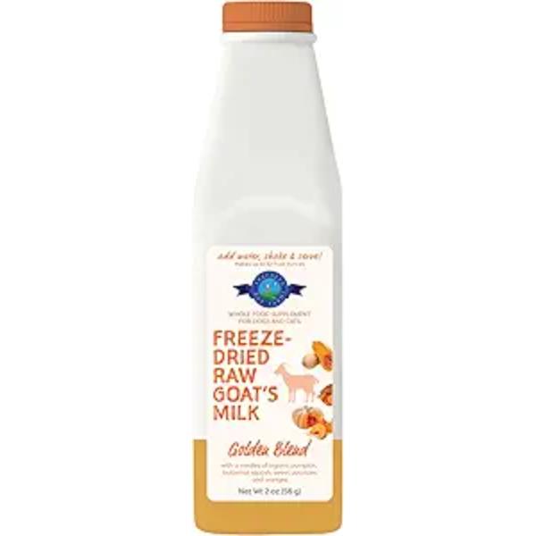 32 oz Freeze Dried Raw Goats Milk for Dogs & Cats with Probiotics - Golden Blend Organic USA Veggies & Fruits, High Protein, Digestible