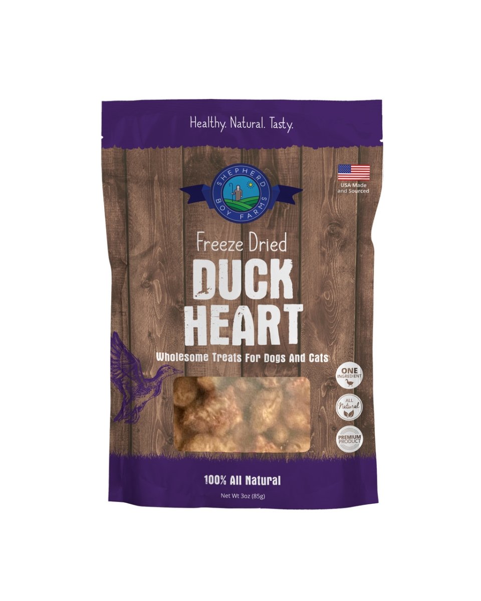 Picture of Shepherd Boy Farms 82704723 3 oz Freeze-Dried Duck Hearts Treats for Dogs & Cats