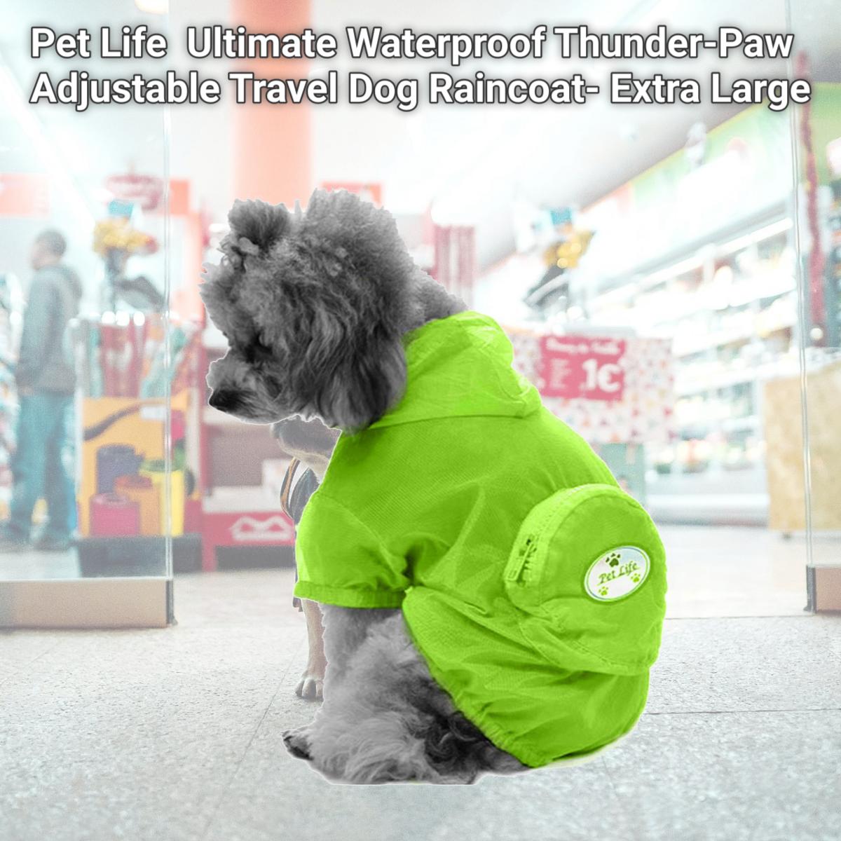 Picture of Pet Life R7YLXL Ultimate Waterproof Thunder-Paw Adjustable Travel Dog Raincoat- Extra Large