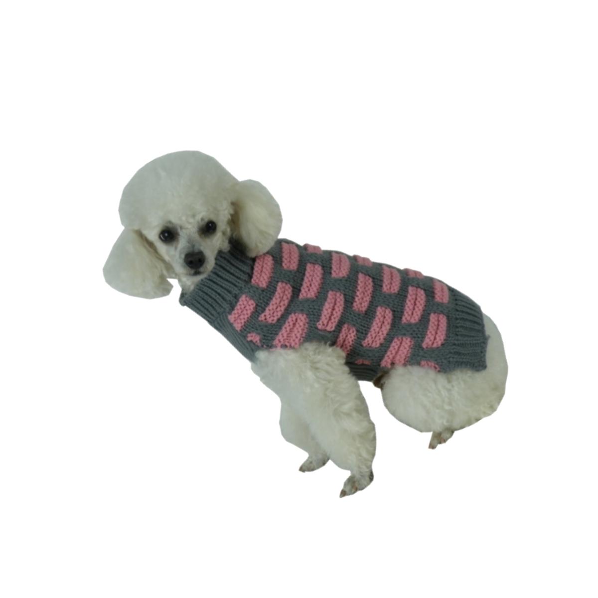 Picture of Pet Life SW10GYPXS Fashion Weaved Heavy Knit Turtle Neck Dog Sweater- Extra Small