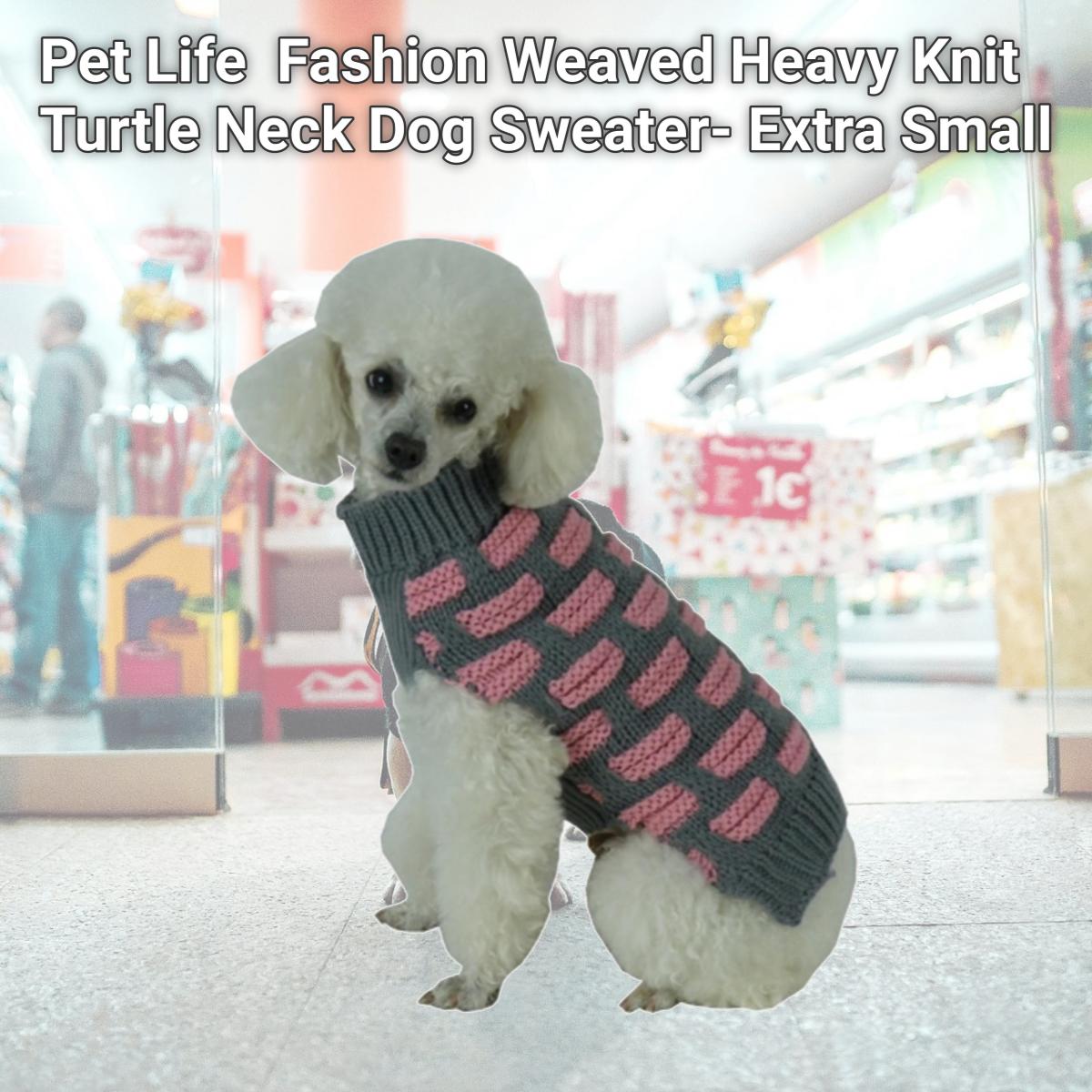 Picture of Pet Life SW10GYPXS Fashion Weaved Heavy Knit Turtle Neck Dog Sweater- Extra Small