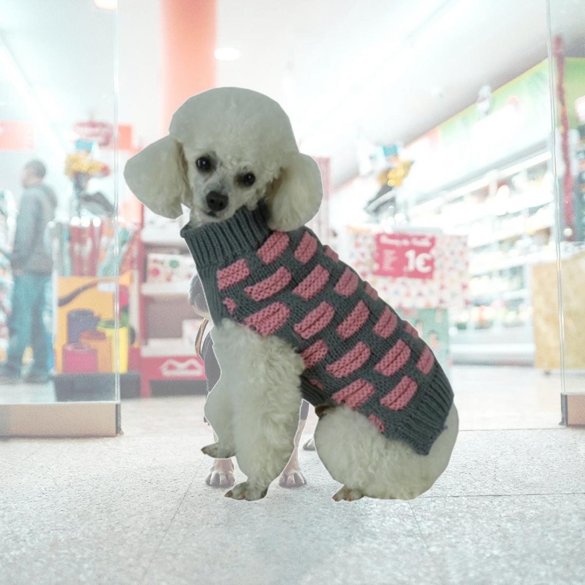 Picture of Pet Life SW10GYPXS Fashion Weaved Heavy Knit Turtle Neck Dog Sweater- Extra Small
