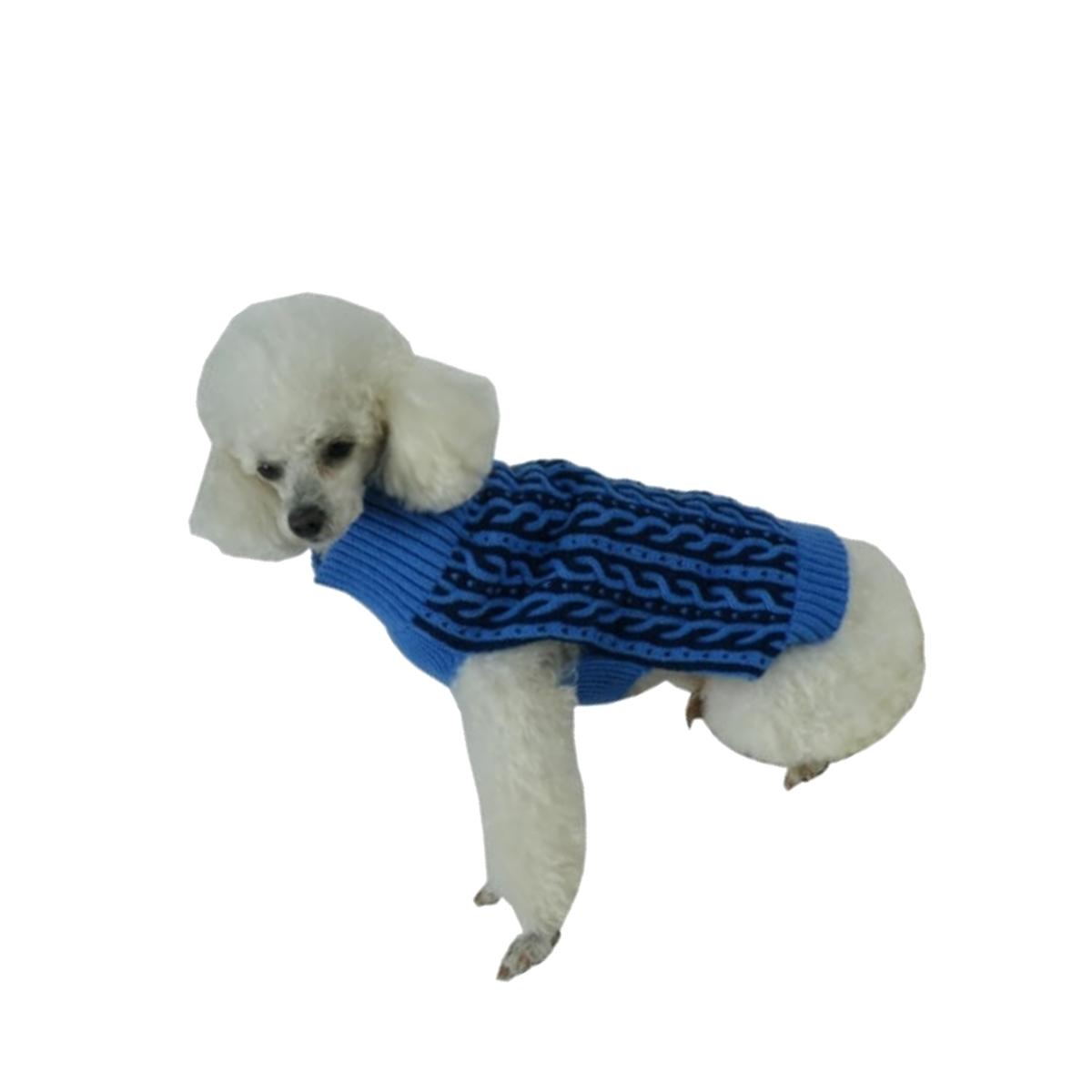 Picture of Pet Life SW13BLMD Harmonious Dual Color Weaved Heavy Cable Knitted Dog Sweater- Medium