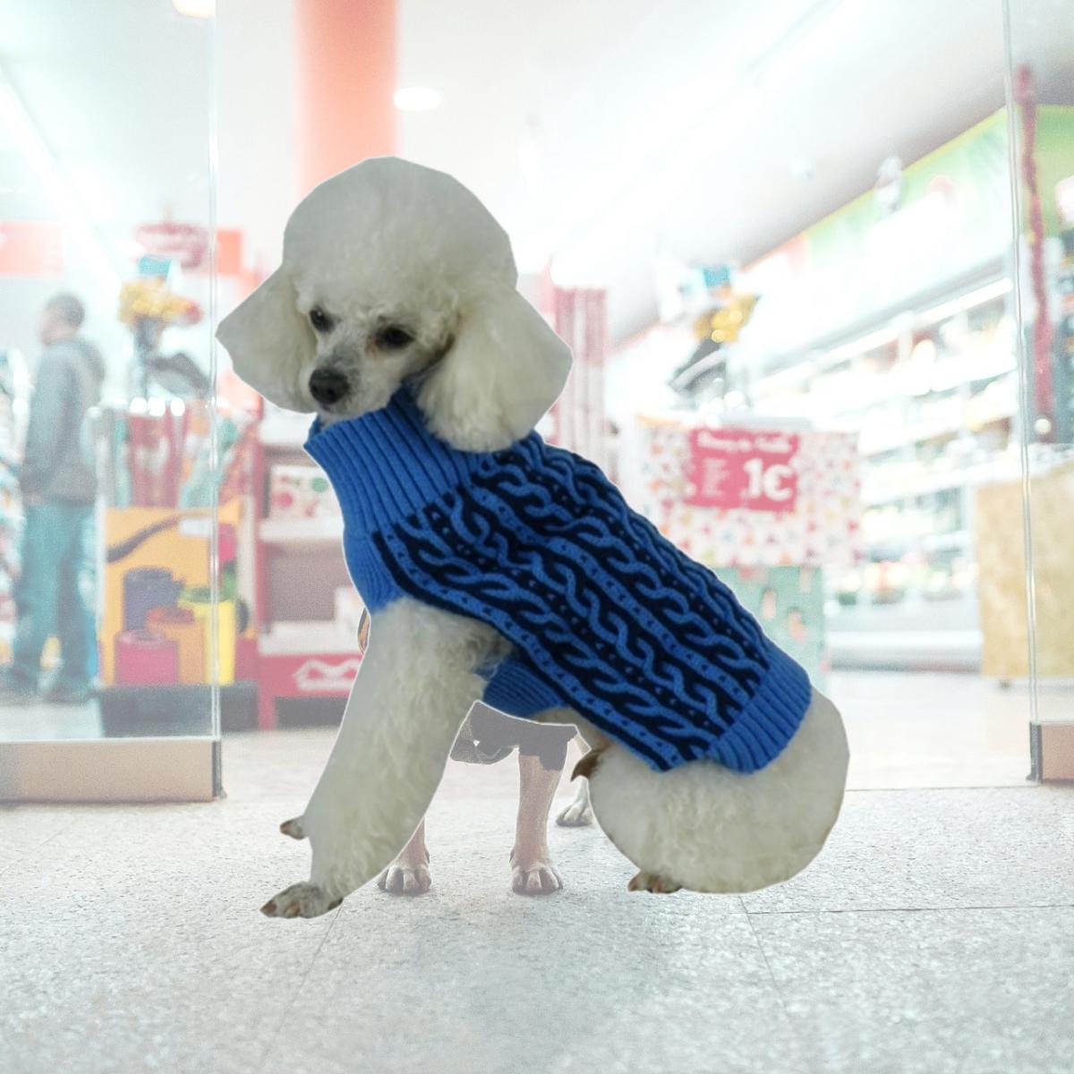 Picture of Pet Life SW13BLMD Harmonious Dual Color Weaved Heavy Cable Knitted Dog Sweater- Medium