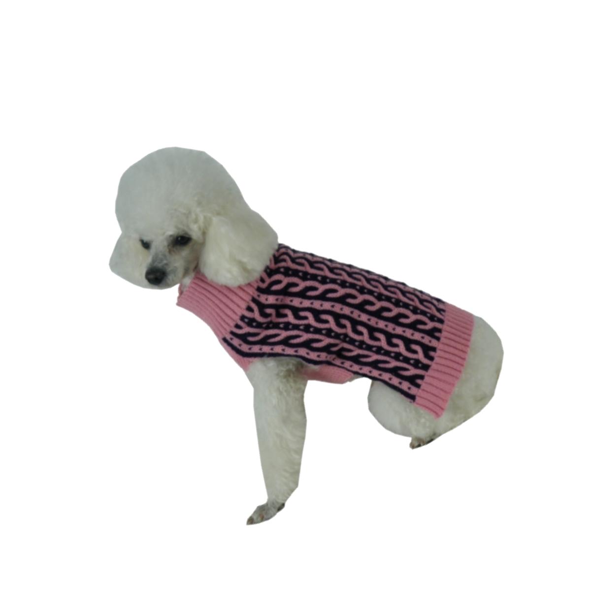Picture of Pet Life SW13PKBLG Harmonious Dual Color Weaved Heavy Cable Knitted Dog Sweater- Large