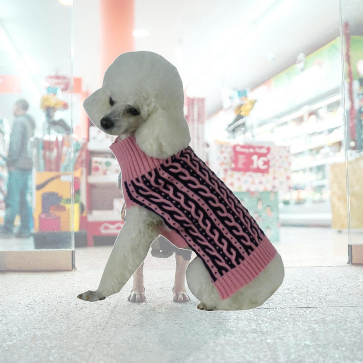 Picture of Pet Life SW13PKBLG Harmonious Dual Color Weaved Heavy Cable Knitted Dog Sweater- Large