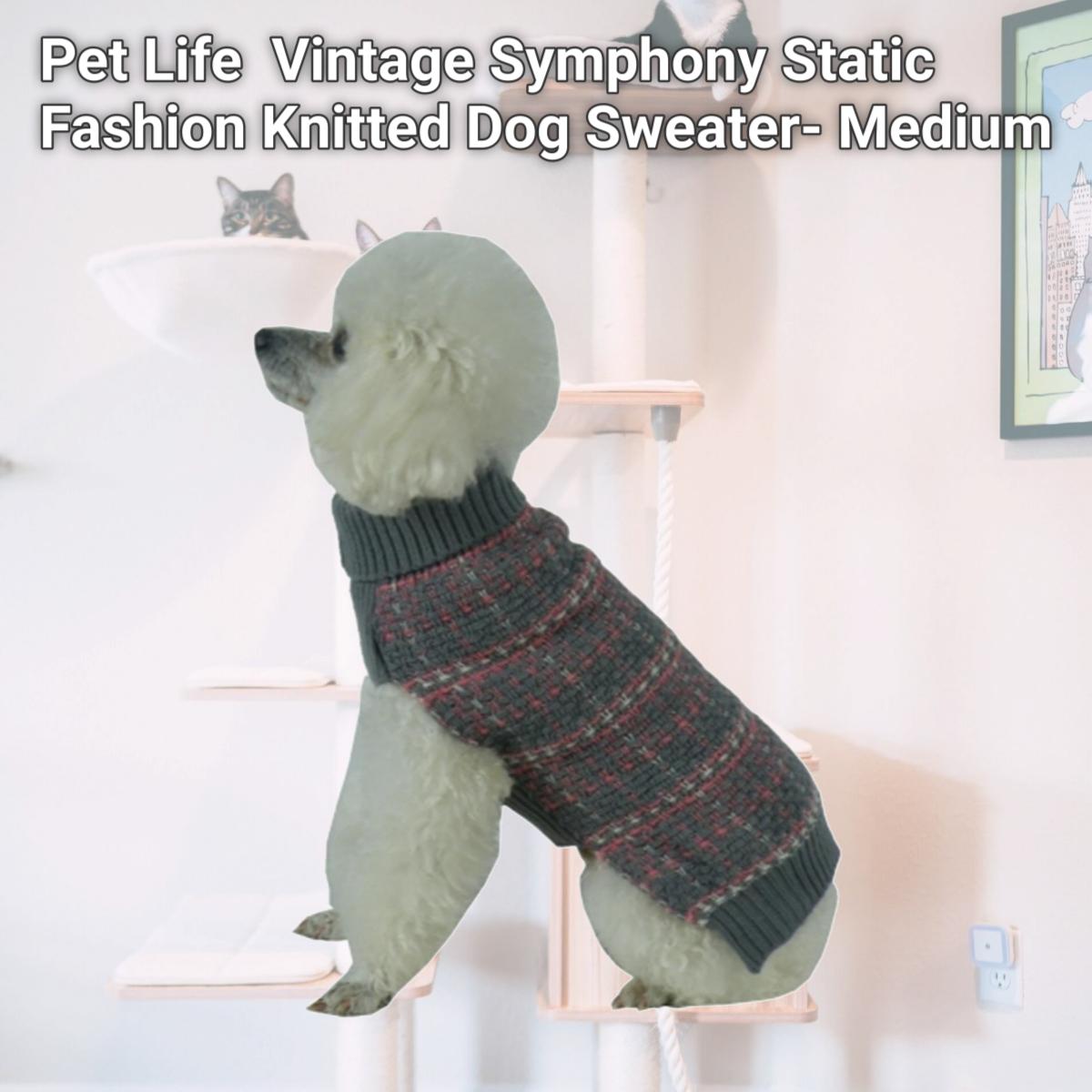 Picture of Pet Life SW15GYPMD Vintage Symphony Static Fashion Knitted Dog Sweater- Medium