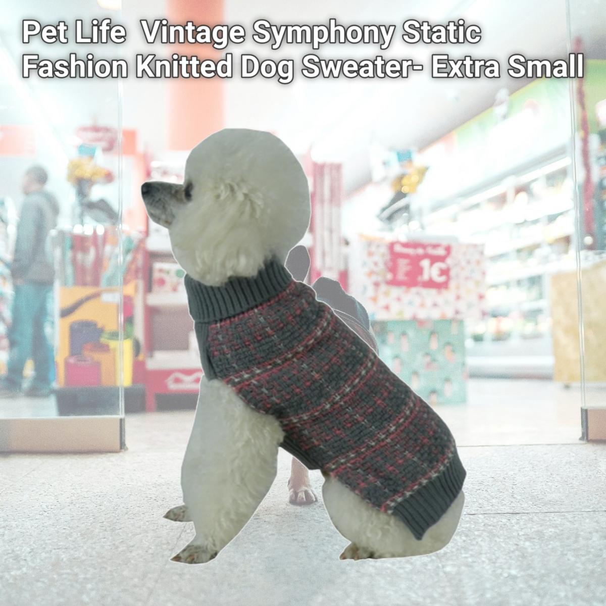 Picture of Pet Life SW15GYPXS Vintage Symphony Static Fashion Knitted Dog Sweater- Extra Small
