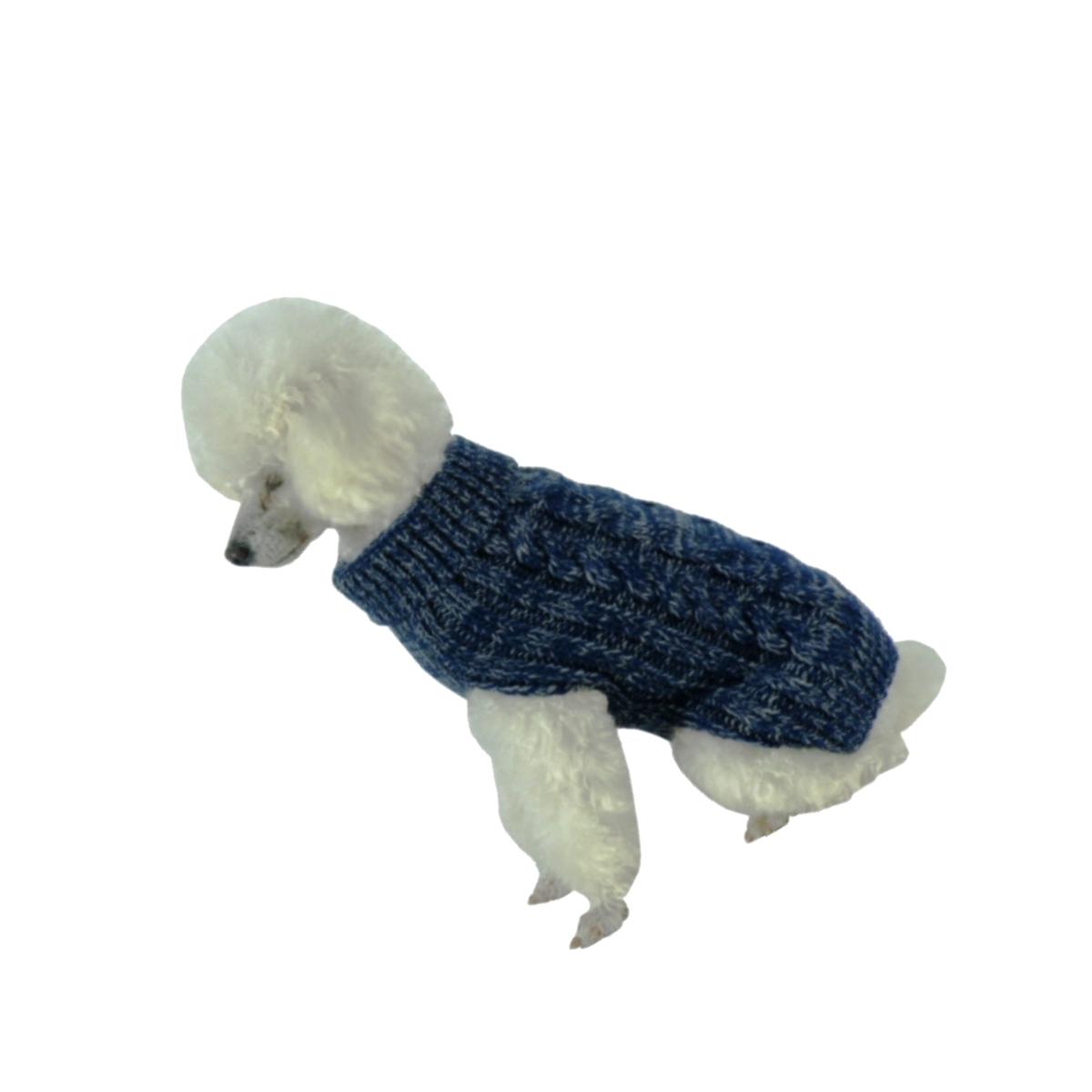 Picture of Pet Life SW17DBLMD Classic True Blue Heavy Cable Knitted Ribbed Fashion Dog Sweater- Medium