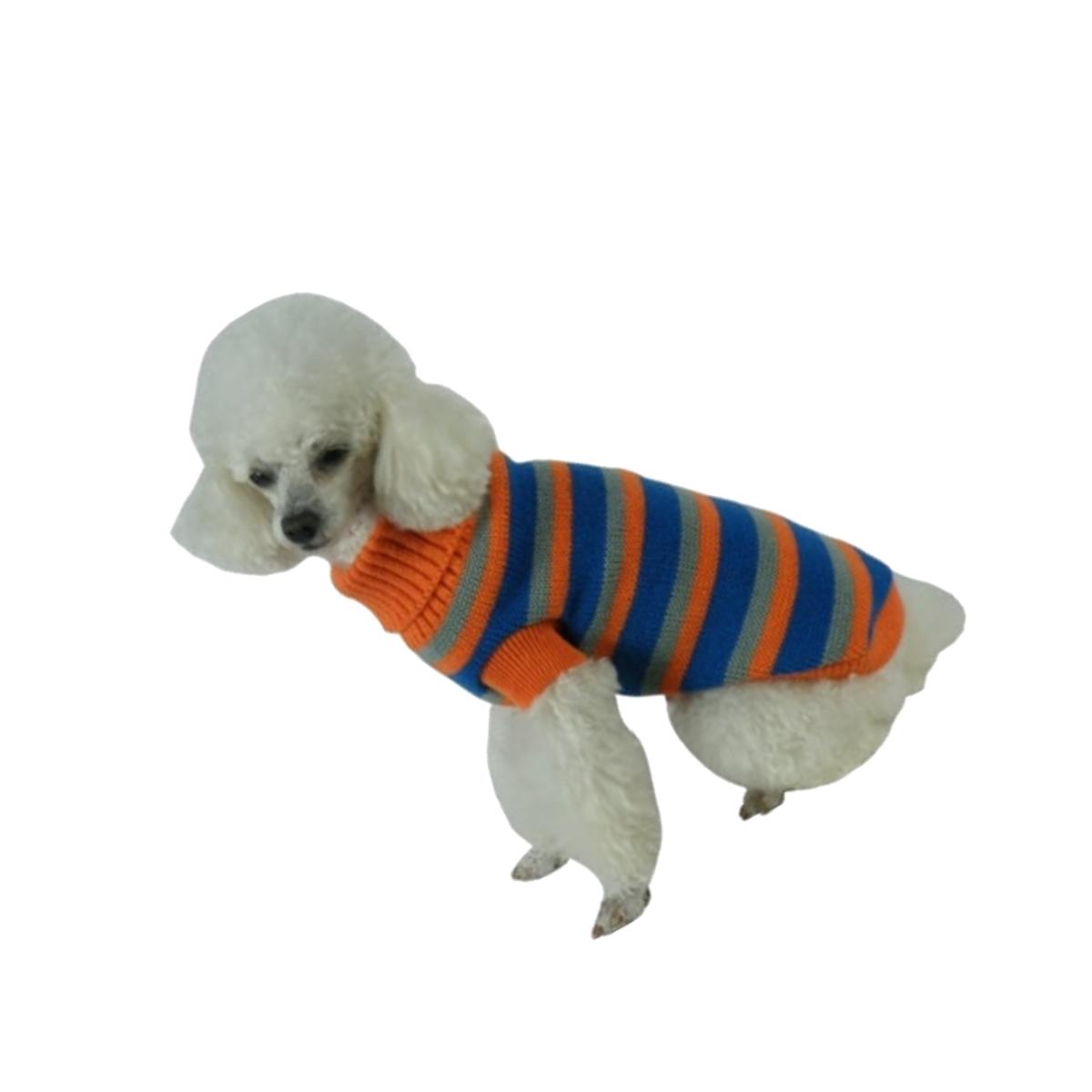 Picture of Pet Life SW3OBRSM Heavy Cable Knit Striped Fashion Polo Dog Sweater- Small