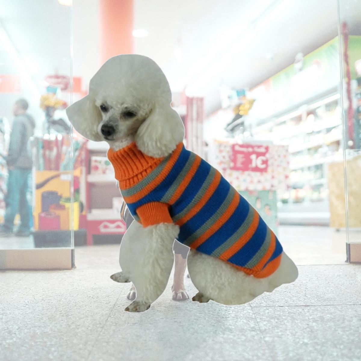 Picture of Pet Life SW3OBRSM Heavy Cable Knit Striped Fashion Polo Dog Sweater- Small