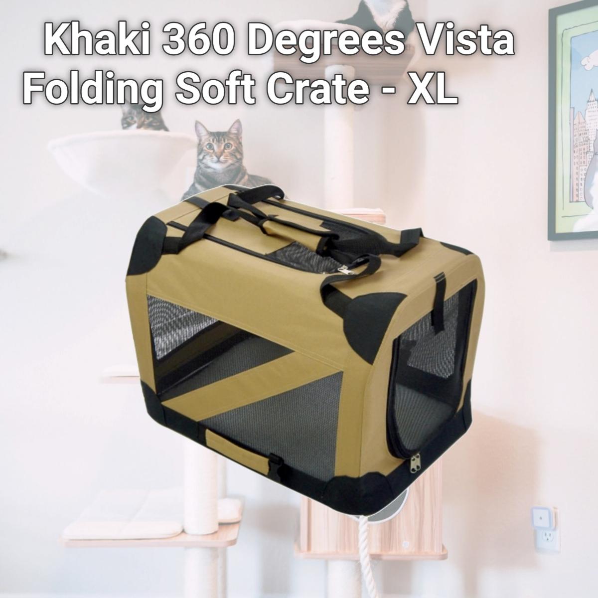 Picture of Pet Life H2KHXL Khaki 360 Degrees Vista Folding Soft Crate - XL