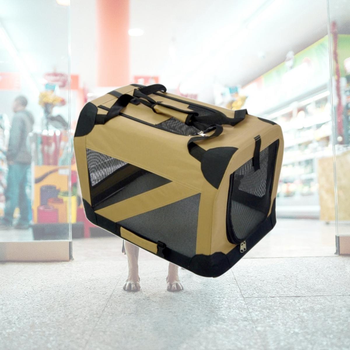 Picture of Pet Life H2KHXL Khaki 360 Degrees Vista Folding Soft Crate - XL
