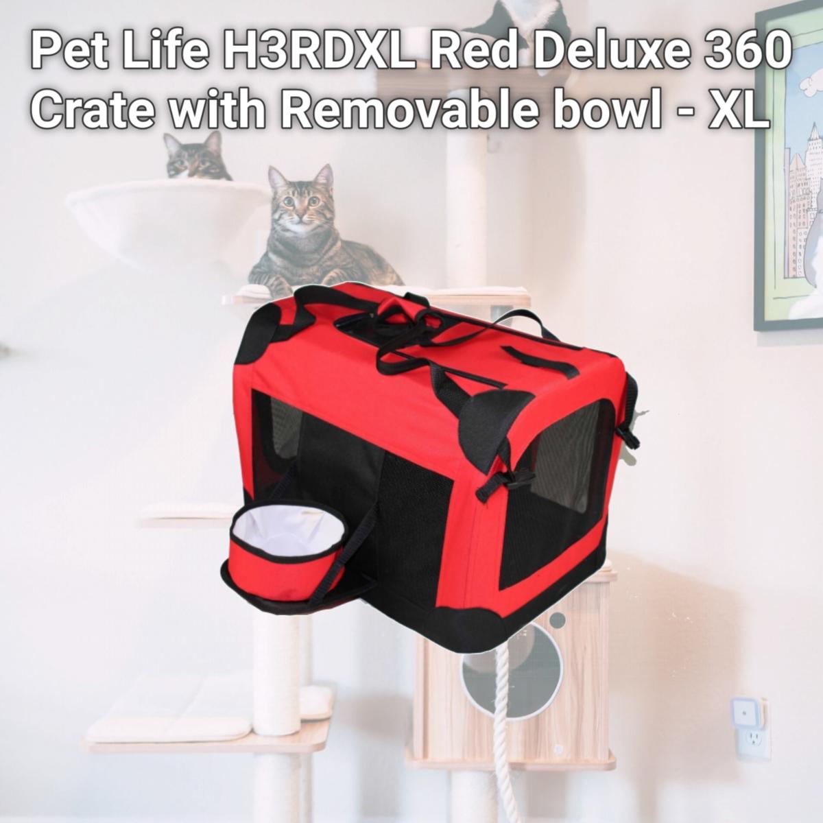 Picture of Pet Life H3RDXL Red Deluxe 360 Crate with Removable bowl - XL