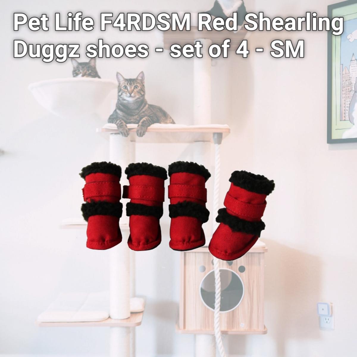 Picture of Pet Life F4RDSM Red Shearling Duggz shoes - set of 4 - SM