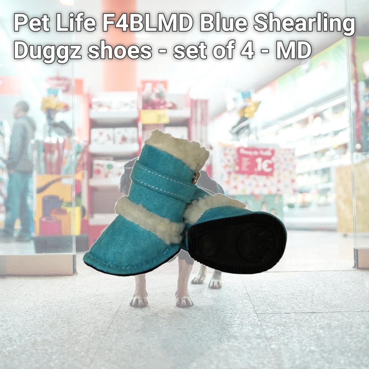Picture of Pet Life F4BLMD Blue Shearling Duggz shoes - set of 4 - MD
