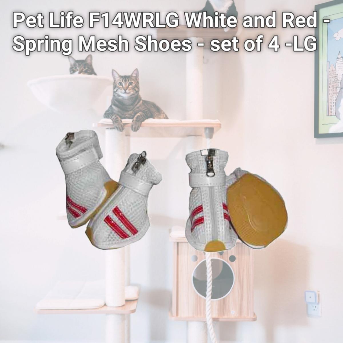Picture of Pet Life F14WRLG White and Red - Spring Mesh Shoes - set of 4 -LG