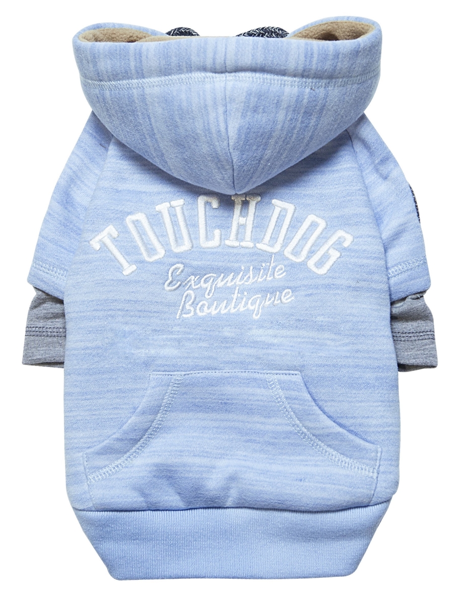 Picture of Touchdog HD4BLMD Hampton Beach Designer Sand Blasted Cotton Dog Hoodie Sweater, Blue - Medium