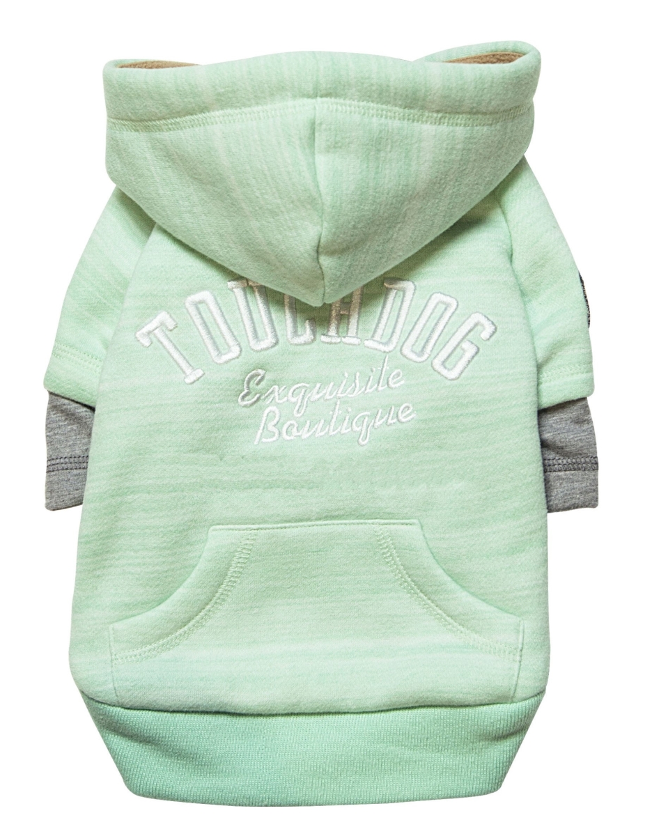 Picture of Touchdog HD4GNXS Hampton Beach Designer Sand Blasted Cotton Dog Hoodie Sweater, Green - Extra Small