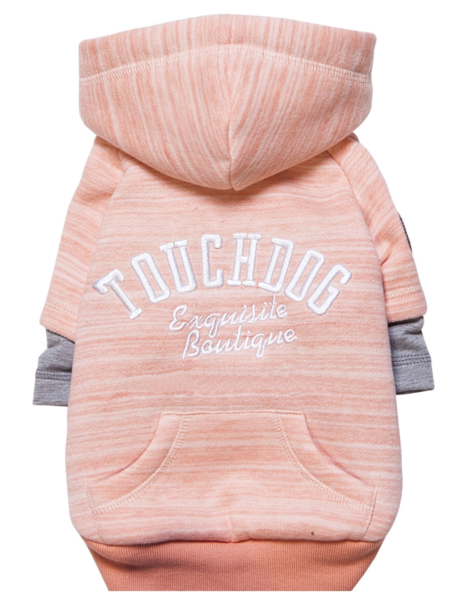 Picture of Touchdog HD4PKSM Hampton Beach Designer Sand Blasted Cotton Dog Hoodie Sweater, Pink - Small