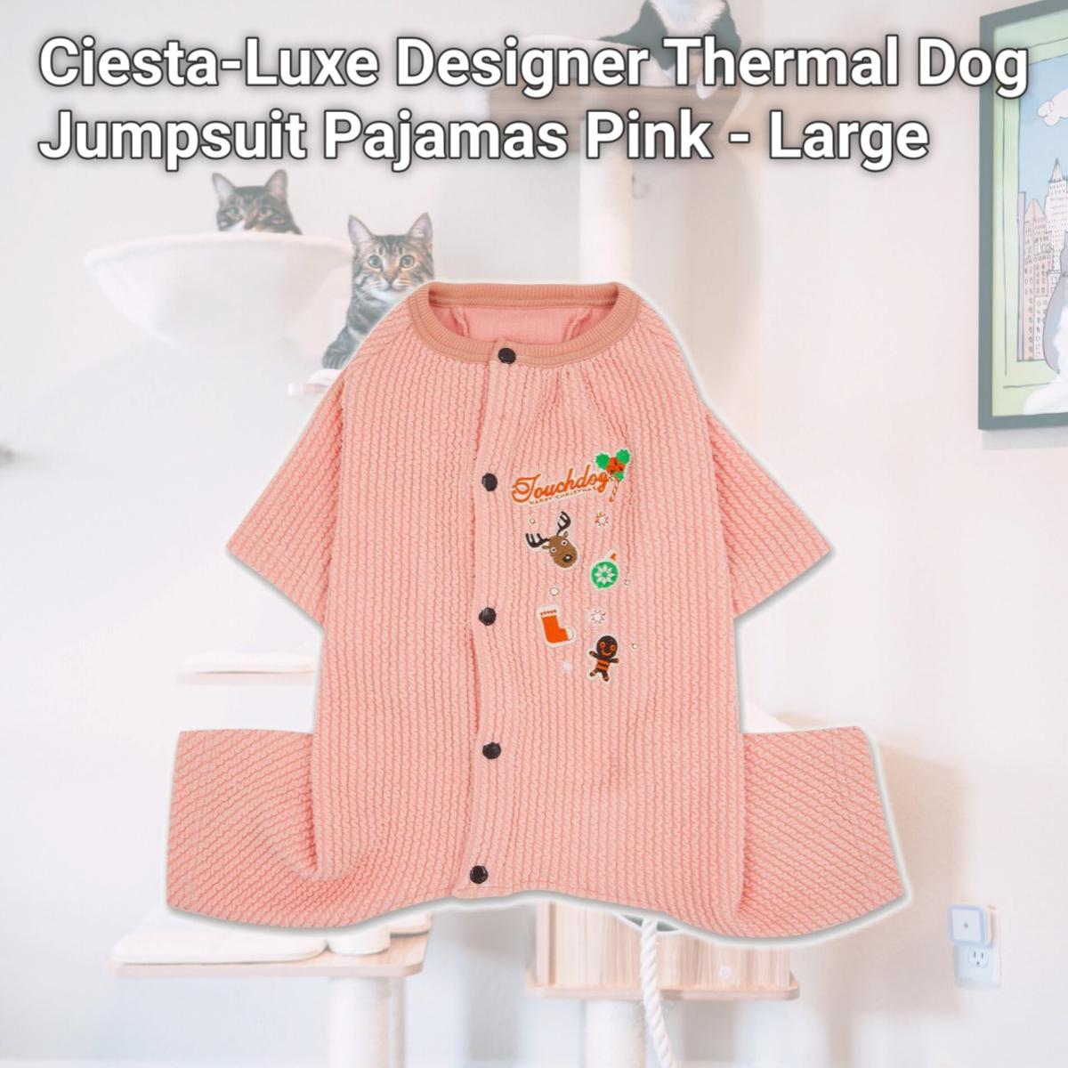 Picture of Touchdog PJ2PKLG Ciesta-Luxe Designer Thermal Dog Jumpsuit Pajamas, Pink - Large